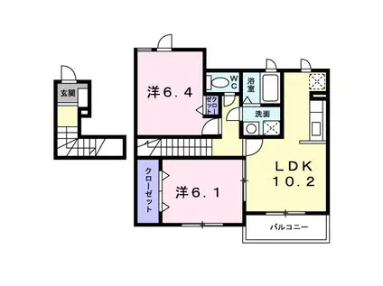 カーサ・フィオーレA(2LDK/2階)の間取り写真