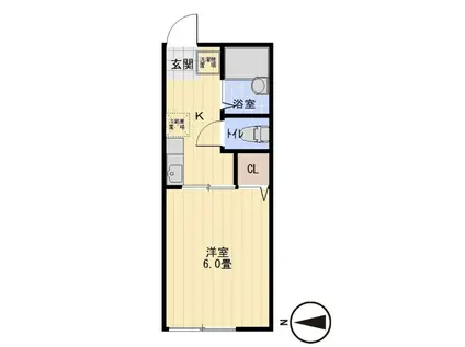 モナークA(1K/1階)の間取り写真