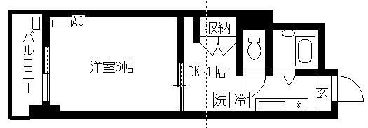 カントリーハイツ(1DK/2階)の間取り写真