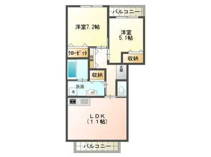 プラセル里見(2LDK/2階)の間取り写真