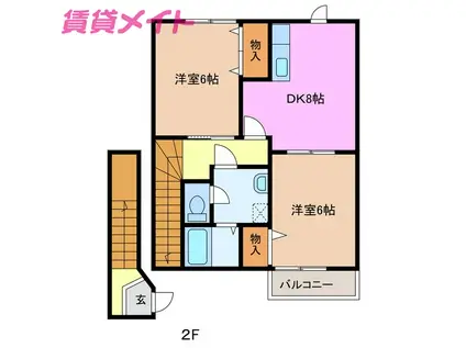 ミレニアJ・K II(2DK/2階)の間取り写真
