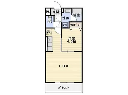 プランドール シャルム ヴィラ(1LDK/1階)の間取り写真