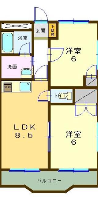 ヴィラメゾンNORIKA(2DK/2階)の間取り写真