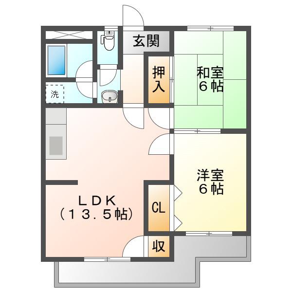 ロイヤルグレースコーポ阿部(2LDK/1階)の間取り写真