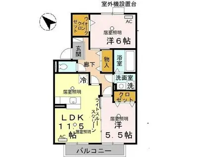 南海本線 北助松駅 徒歩4分 2階建 築21年(2LDK/1階)の間取り写真