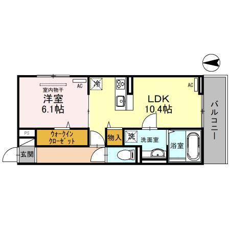 エミネンシア御崎公園(1LDK/2階)の間取り写真