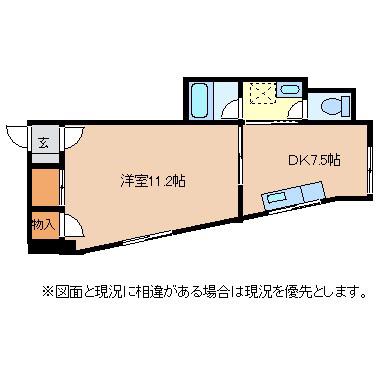 まなまゆビル(1DK/3階)の間取り写真
