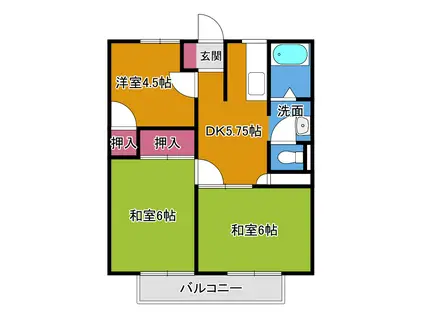 大田切コーポA棟(3DK/2階)の間取り写真