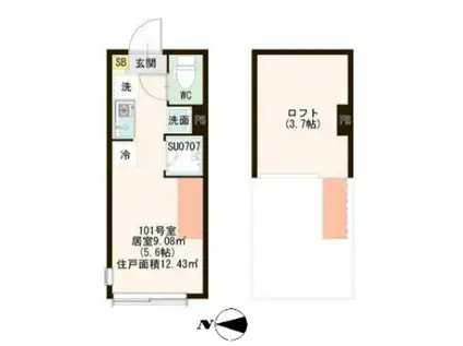 ハーモニーテラス西亀有III(ワンルーム/1階)の間取り写真