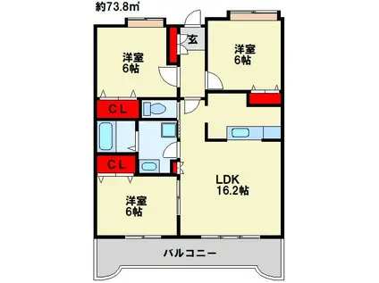 アンジェロポストII(3LDK/5階)の間取り写真