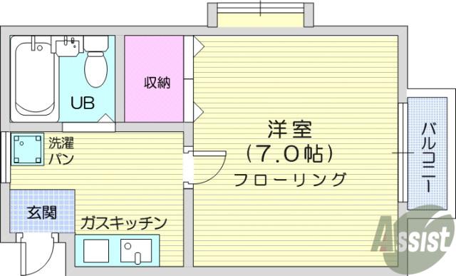 モアクレスト柏木(1K/2階)の間取り写真