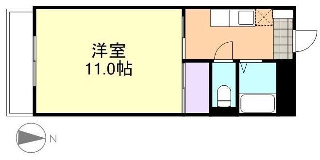 エトワール水島(1K/4階)の間取り写真