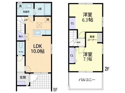 PIN TAIL 五岳 A(2LDK/1階)の間取り写真
