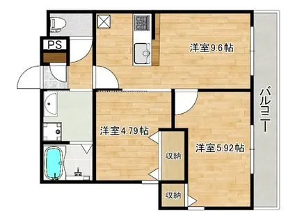 ヴェルジュ大野城レジデンシャルスイート(2LDK/1階)の間取り写真