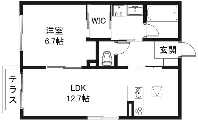 シャーメゾンK(1LDK/1階)の間取り写真