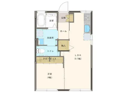 若松ドミール(1LDK/1階)の間取り写真