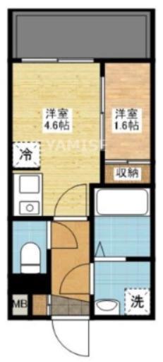 MODERN PALAZZO 長崎ノース(1DK/2階)の間取り写真