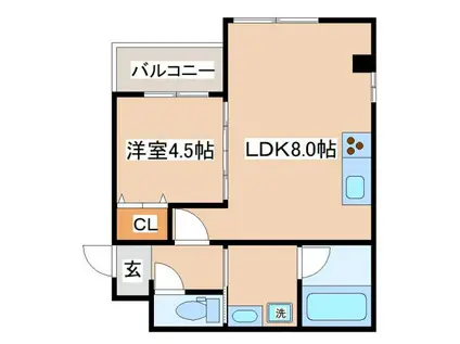 クレール西多聞通(1LDK/2階)の間取り写真