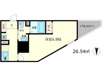 セレニテ本町グランデ(1K/14階)の間取り写真