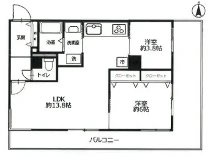 プレジデント38(2LDK/4階)の間取り写真