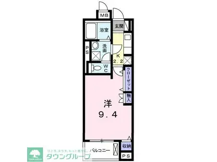 エレガントカーサIII(1K/4階)の間取り写真