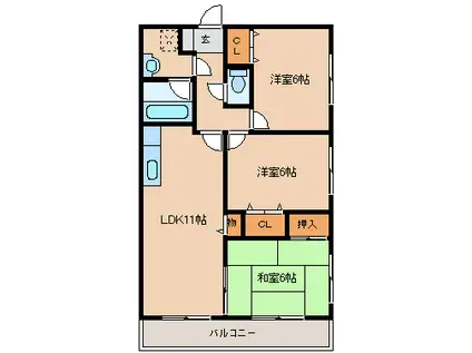 パストラールハイム(3LDK/3階)の間取り写真