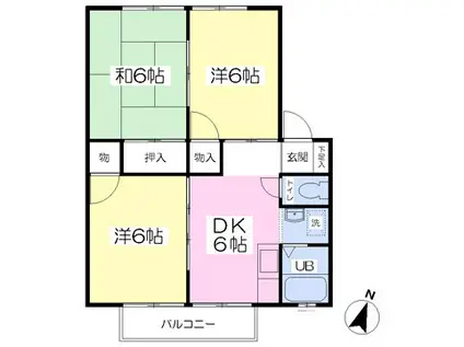 パークウェイホームズA(3DK/2階)の間取り写真