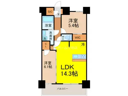 S-RESIDENCE上社AUREATE(2LDK/4階)の間取り写真