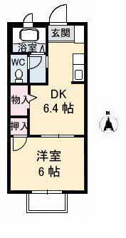 フォブール高崎(1DK/2階)の間取り写真