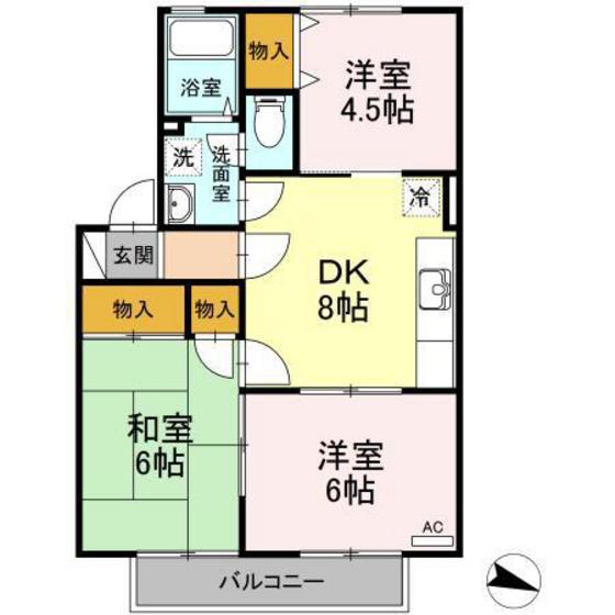 シャルム徳村(3DK/2階)の間取り写真