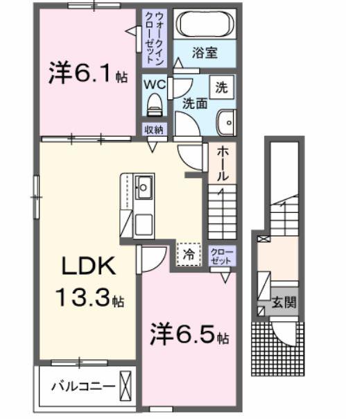 プリムラ I(2LDK/2階)の間取り写真
