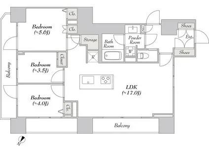 ルミーク北品川(3LDK/10階)の間取り写真