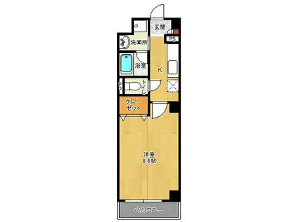 サンシャイン北神戸(1K/2階)の間取り写真