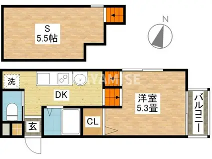 玉園UK(1SDK/2階)の間取り写真