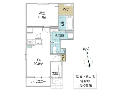 クレール ストーン II(1LDK/1階)の間取り写真