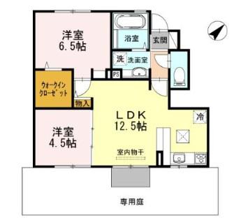 メゾンドハーモニーIII(2LDK/1階)の間取り写真
