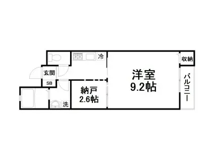 BELLE LEAD 六条 (1SK/1階)の間取り写真
