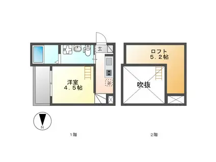 ALEX本陣(1K/2階)の間取り写真