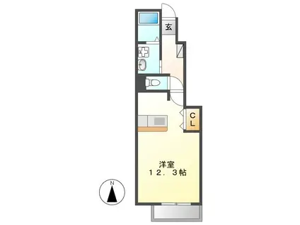 パークサイド二番(ワンルーム/1階)の間取り写真