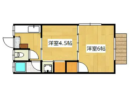 新富ハイツ B棟(2K/1階)の間取り写真