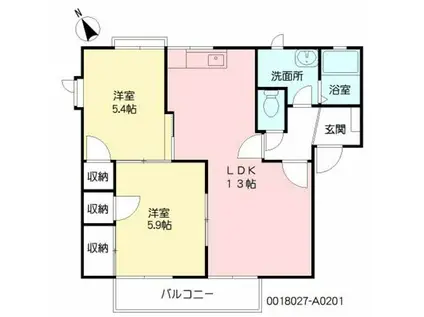 クレール新春日 A棟(2LDK/2階)の間取り写真
