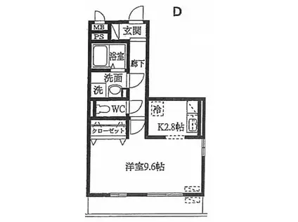 YUKOTO B(1K/2階)の間取り写真