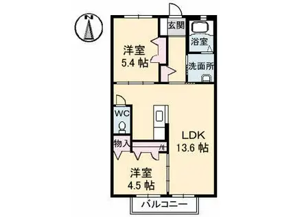 ボナールメゾン風(2LDK/2階)の間取り写真