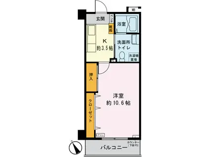 サンリーフ保土ヶ谷(1K/2階)の間取り写真