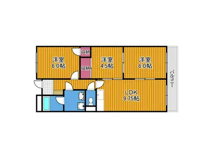 アプティ3番館(3LDK/3階)の間取り写真