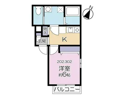 K・Mセレッソ(1K/3階)の間取り写真