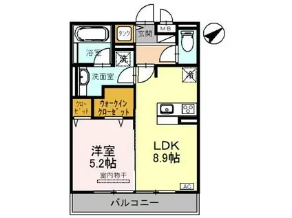 セレンディピティ堅田(1LDK/1階)の間取り写真