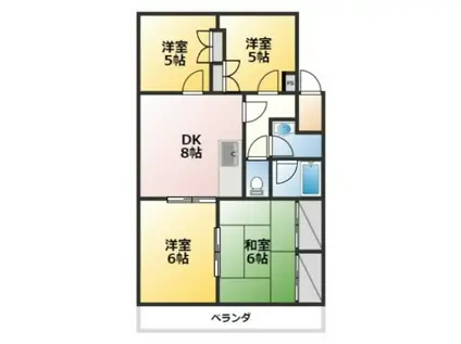 ヴィラオオワキ(4DK/3階)の間取り写真