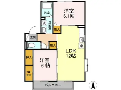 MSハウス(2LDK/1階)の間取り写真