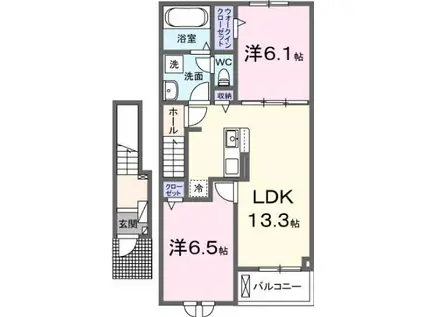 アンソレイユ SH(2LDK/2階)の間取り写真